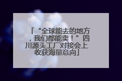 “全球能去的地方，我们都能卖！”四川源头工厂对接会上收获海量意向