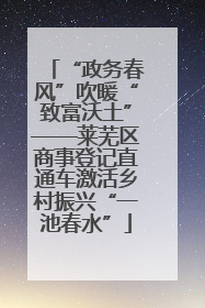 “政务春风”吹暖“致富沃土”——莱芜区商事登记直通车激活乡村振兴“一池春水”