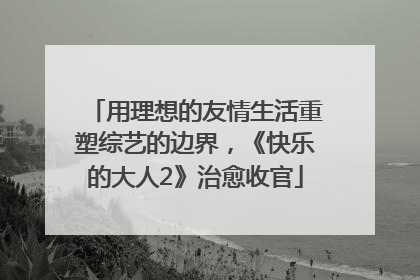 用理想的友情生活重塑综艺的边界，《快乐的大人2》治愈收官