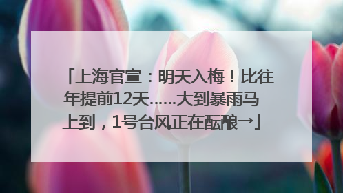 上海官宣：明天入梅！比往年提前12天……大到暴雨马上到，1号台风正在酝酿→