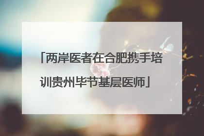 两岸医者在合肥携手培训贵州毕节基层医师