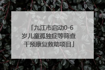 九江市启动0-6岁儿童孤独症等筛查干预康复救助项目