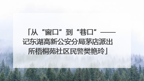 从“窗口”到“巷口”——记东湖高新公安分局茅店派出所梧桐苑社区民警樊艳玲