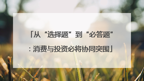从“选择题”到“必答题”：消费与投资必将协同突围