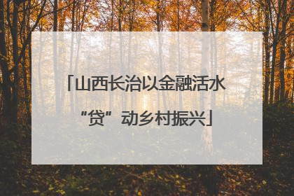 山西长治以金融活水“贷”动乡村振兴