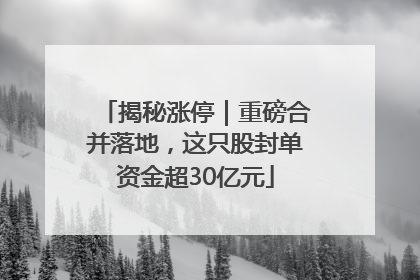 揭秘涨停｜重磅合并落地，这只股封单资金超30亿元