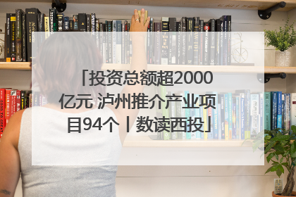 投资总额超2000亿元 泸州推介产业项目94个丨数读西投