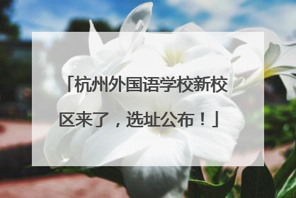 杭州外国语学校新校区来了，选址公布！