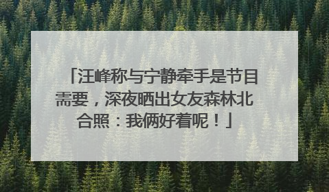 汪峰称与宁静牵手是节目需要，深夜晒出女友森林北合照：我俩好着呢！