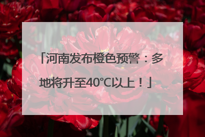 河南发布橙色预警：多地将升至40℃以上！