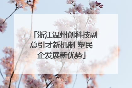 浙江温州创科技副总引才新机制 塑民企发展新优势
