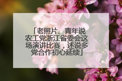 老照片、青年说 农工党浙江省委会这场演讲比赛，述说多党合作初心延续