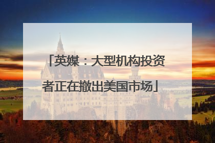 英媒：大型机构投资者正在撤出美国市场