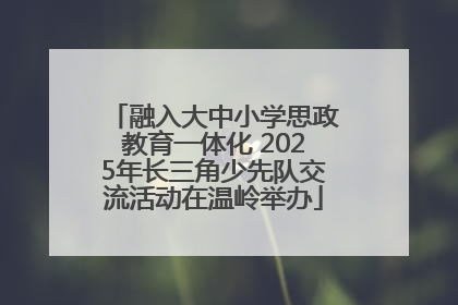 融入大中小学思政教育一体化 2025年长三角少先队交流活动在温岭举办