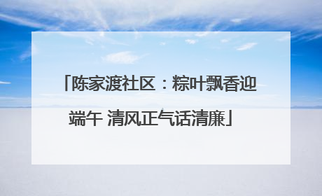 陈家渡社区：粽叶飘香迎端午 清风正气话清廉