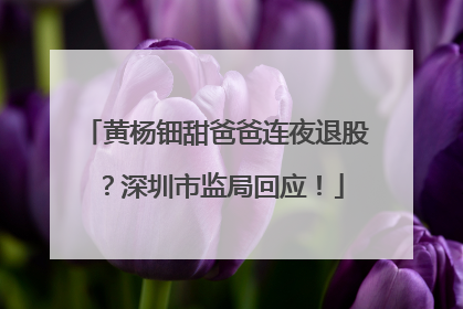 黄杨钿甜爸爸连夜退股？深圳市监局回应！