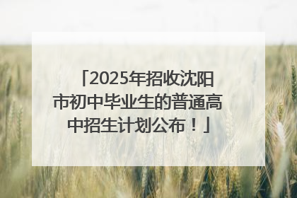 2025年招收沈阳市初中毕业生的普通高中招生计划公布！